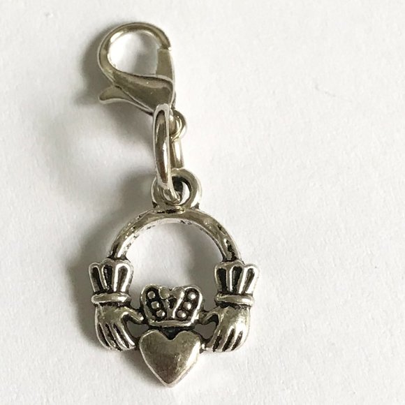 Celtic Irish Charms Clip On Lot Claddagh Shamrock Purse Zipper Pulls Silver Tone - Picture 4 of 9